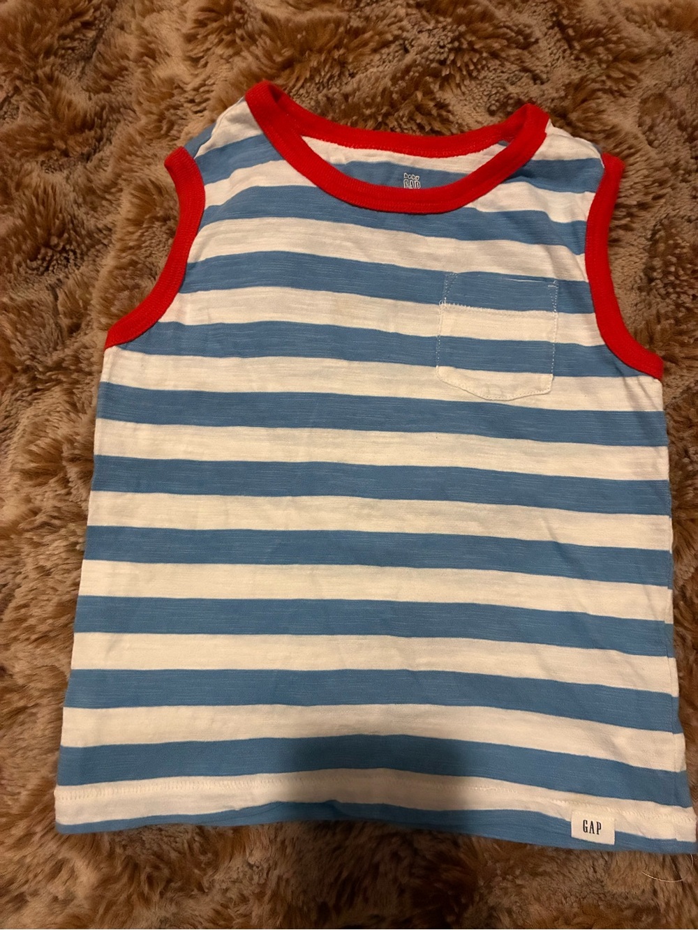 GAP Blue & White Striped Tank with Red Trim for toddler